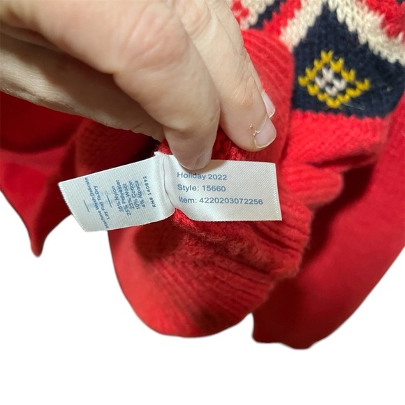 Marine Layer Archive Alpine Red Fair Isle Patterned Women's Sweater - Picture 9 of 13